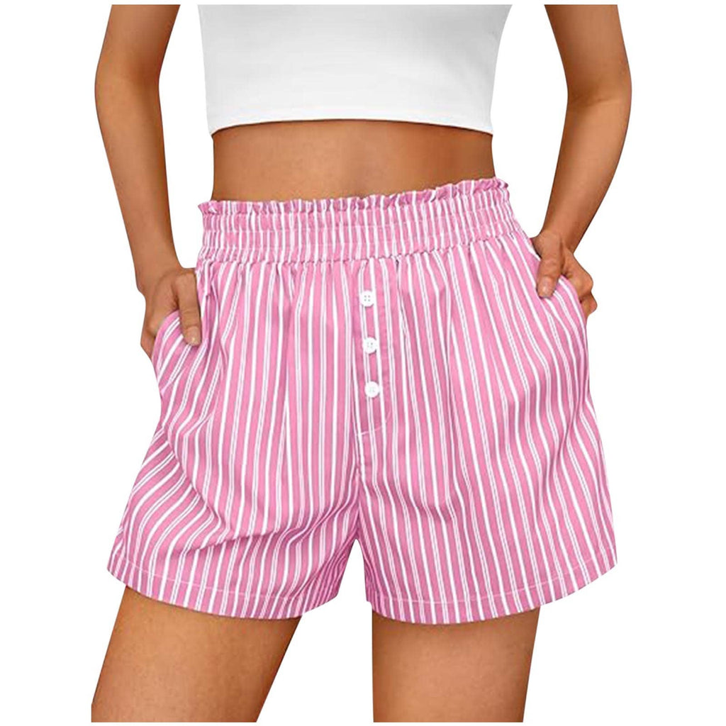 Elastic Waist Lounge Shorts Striped Boxer Shorts