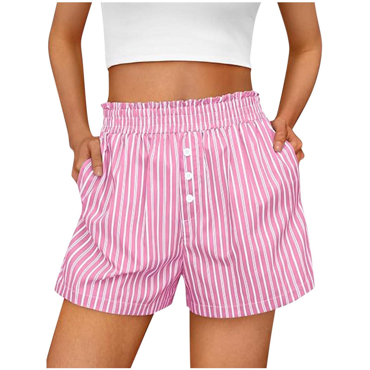 Elastic Waist Lounge Shorts Striped Boxer Shorts
