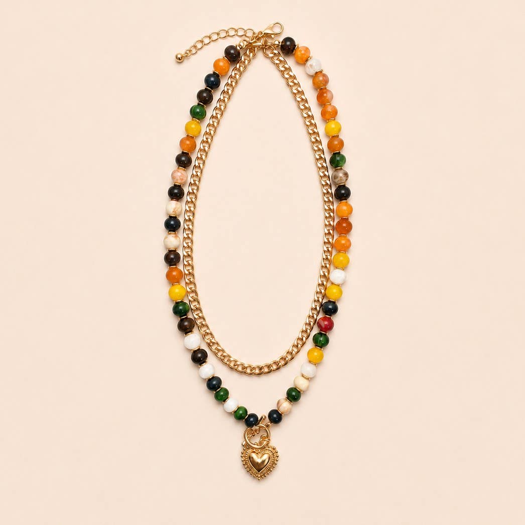 Multi Layer Pendant Resin Beaded Necklaces | 40NK9753