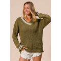 STRIPES BAND POPCORN TEXTURE SWEATER