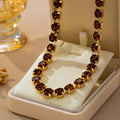 Brass & Multi-Color Glass Crystal Tennis Necklace | 80N93702