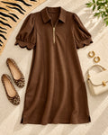 Brown Scallop Dress