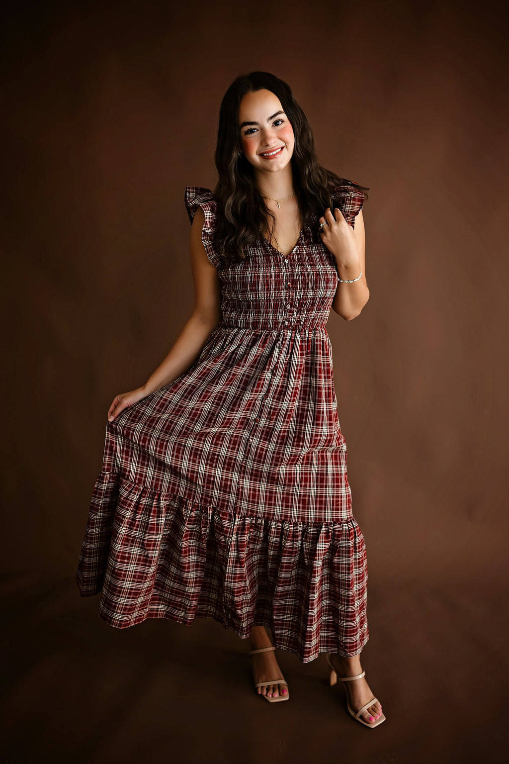 Harvest Moon Plaid Midi Dress 🤎