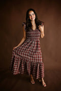 Harvest Moon Plaid Midi Dress 🤎