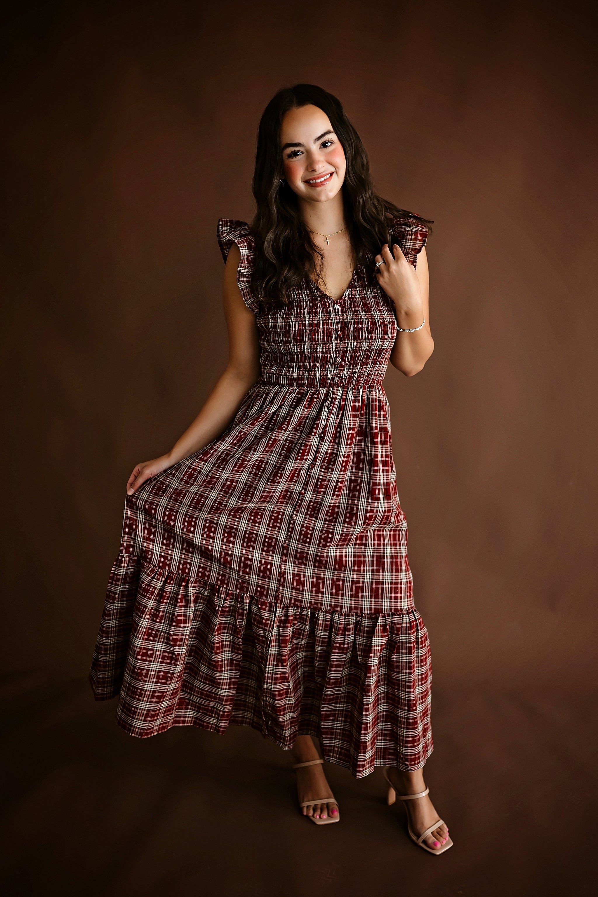 Harvest Moon Plaid Midi Dress 🤎