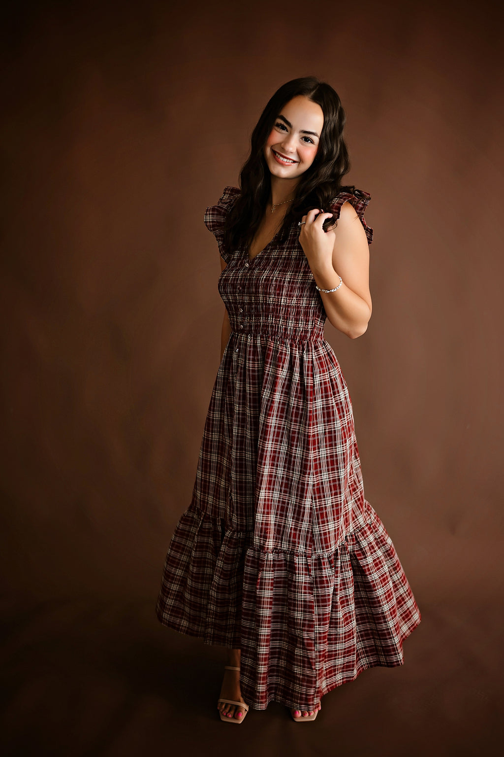Harvest Moon Plaid Midi Dress 🤎