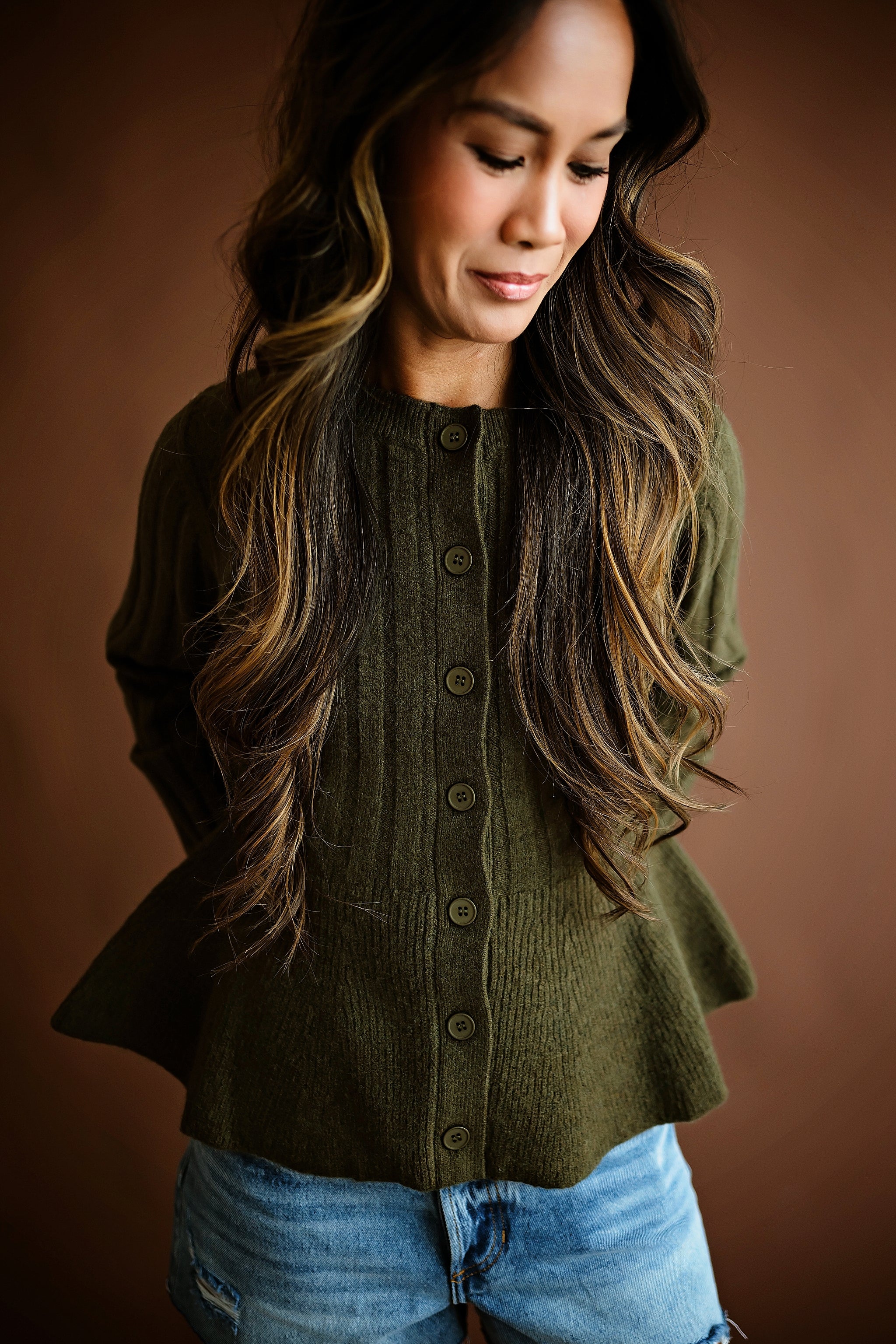 Olive Grove Button-Front Cardigan 🫒🤎