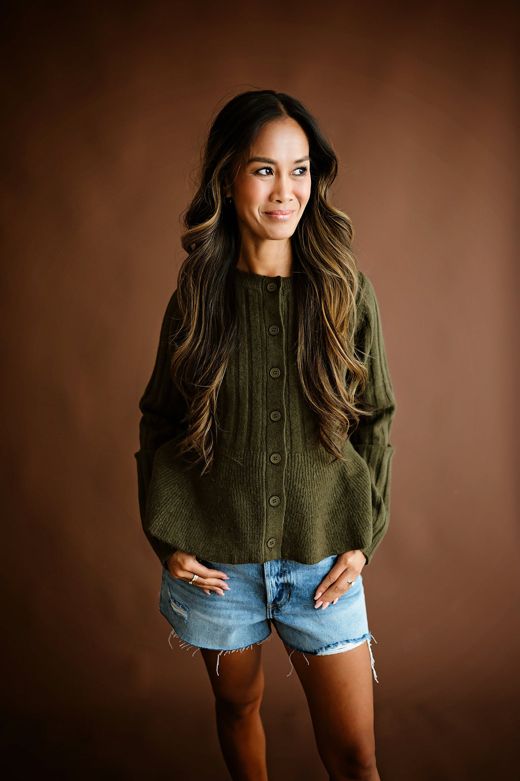Olive Grove Button-Front Cardigan 🫒🤎