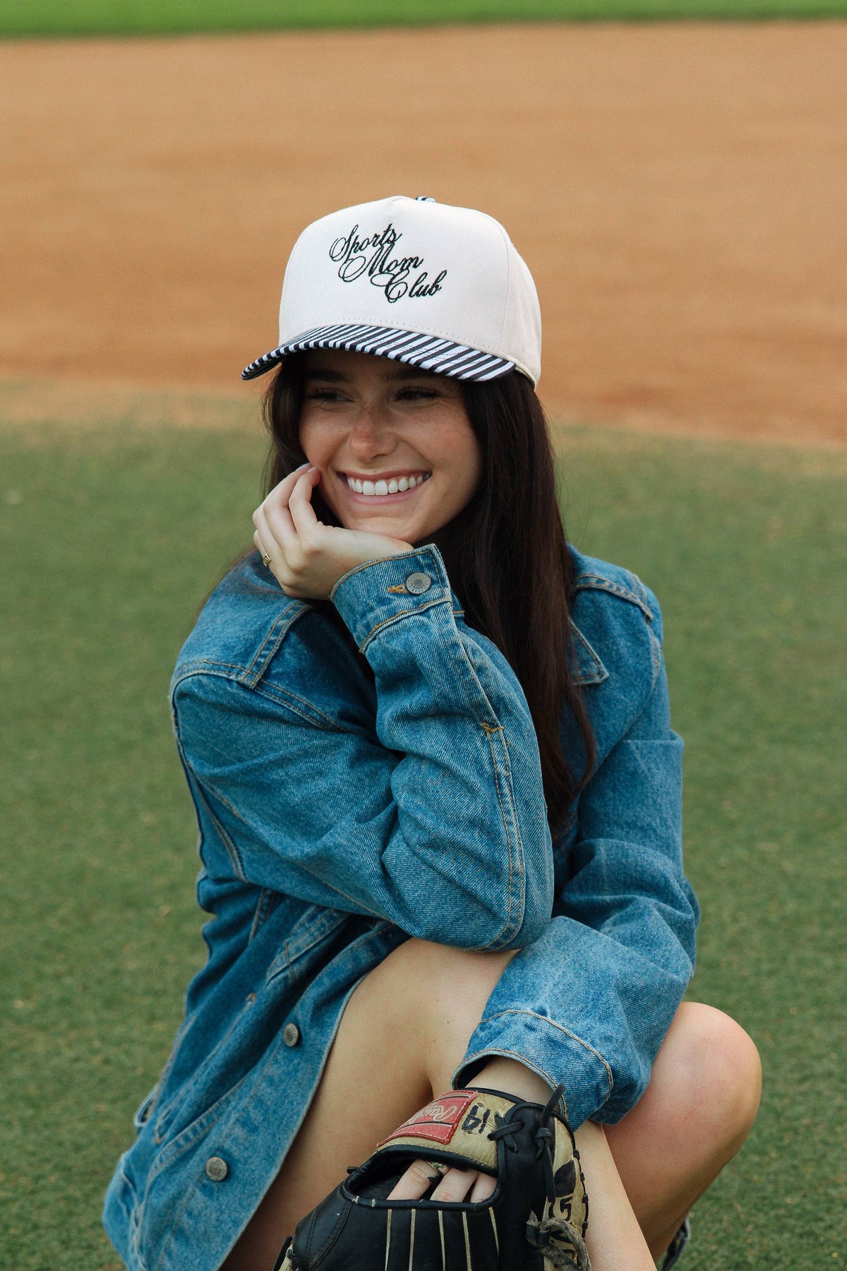 Sports Mom Club Black Striped Hat
