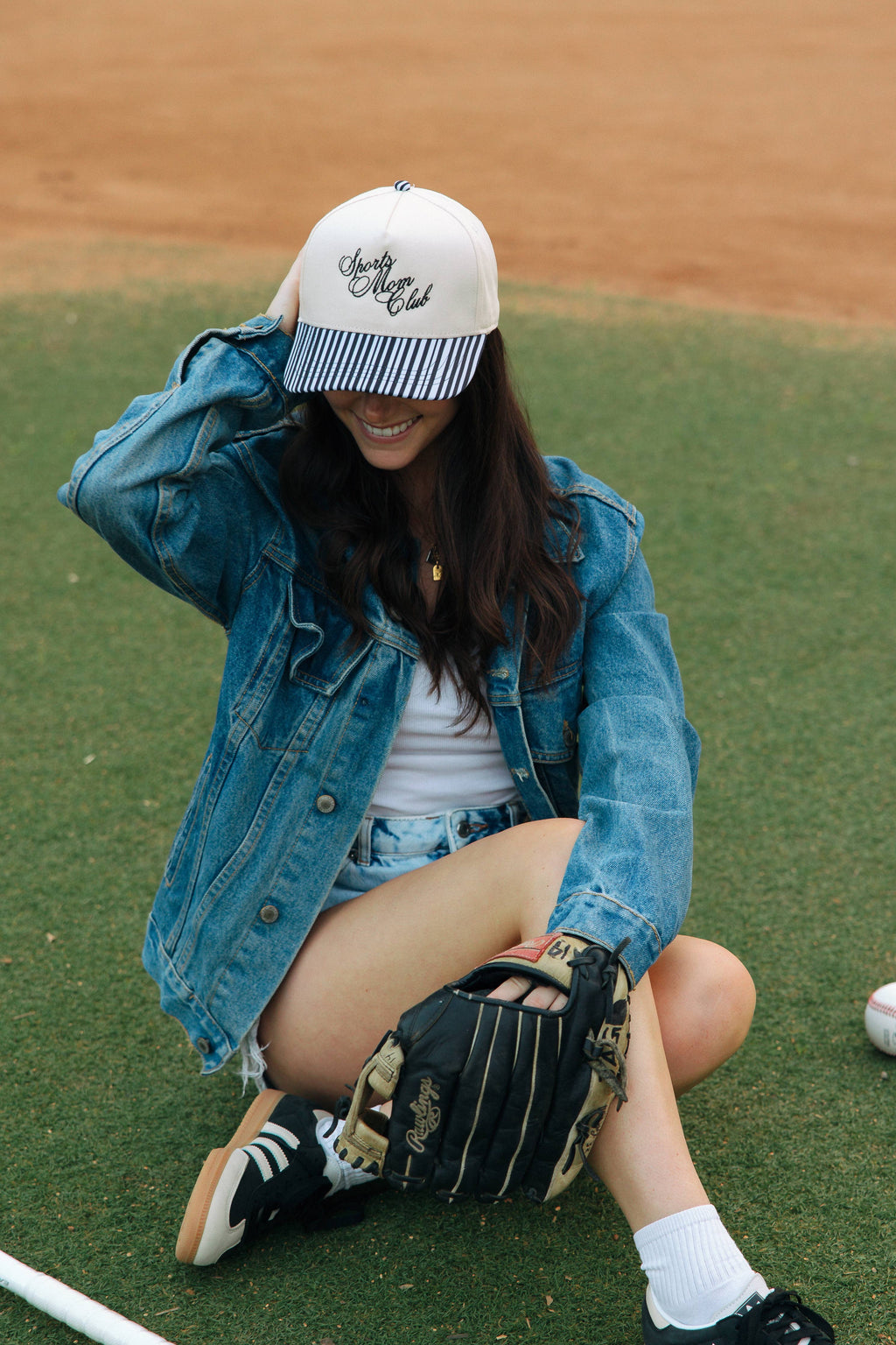 Sports Mom Club Black Striped Hat