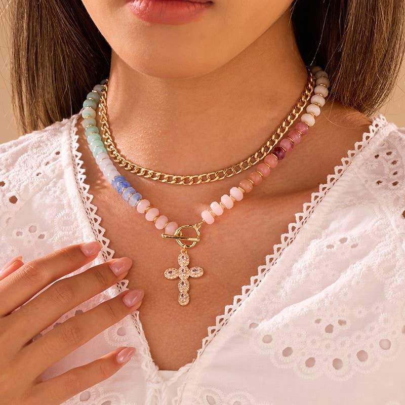 Multi Layer Pendant Resin Beaded Necklaces | 40NK9753