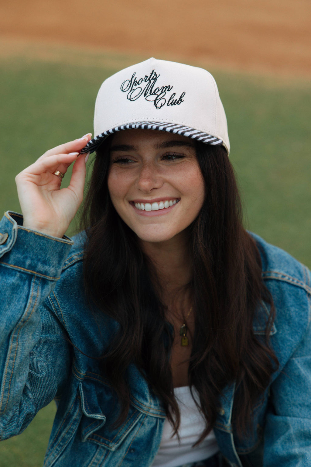 Sports Mom Club Black Striped Hat