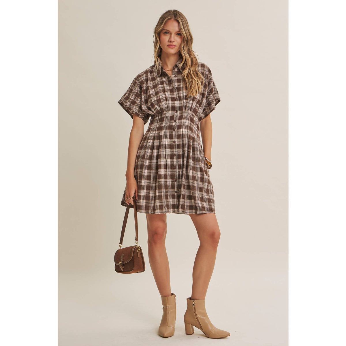 Pecan Grove Plaid Mini Dress 🤎