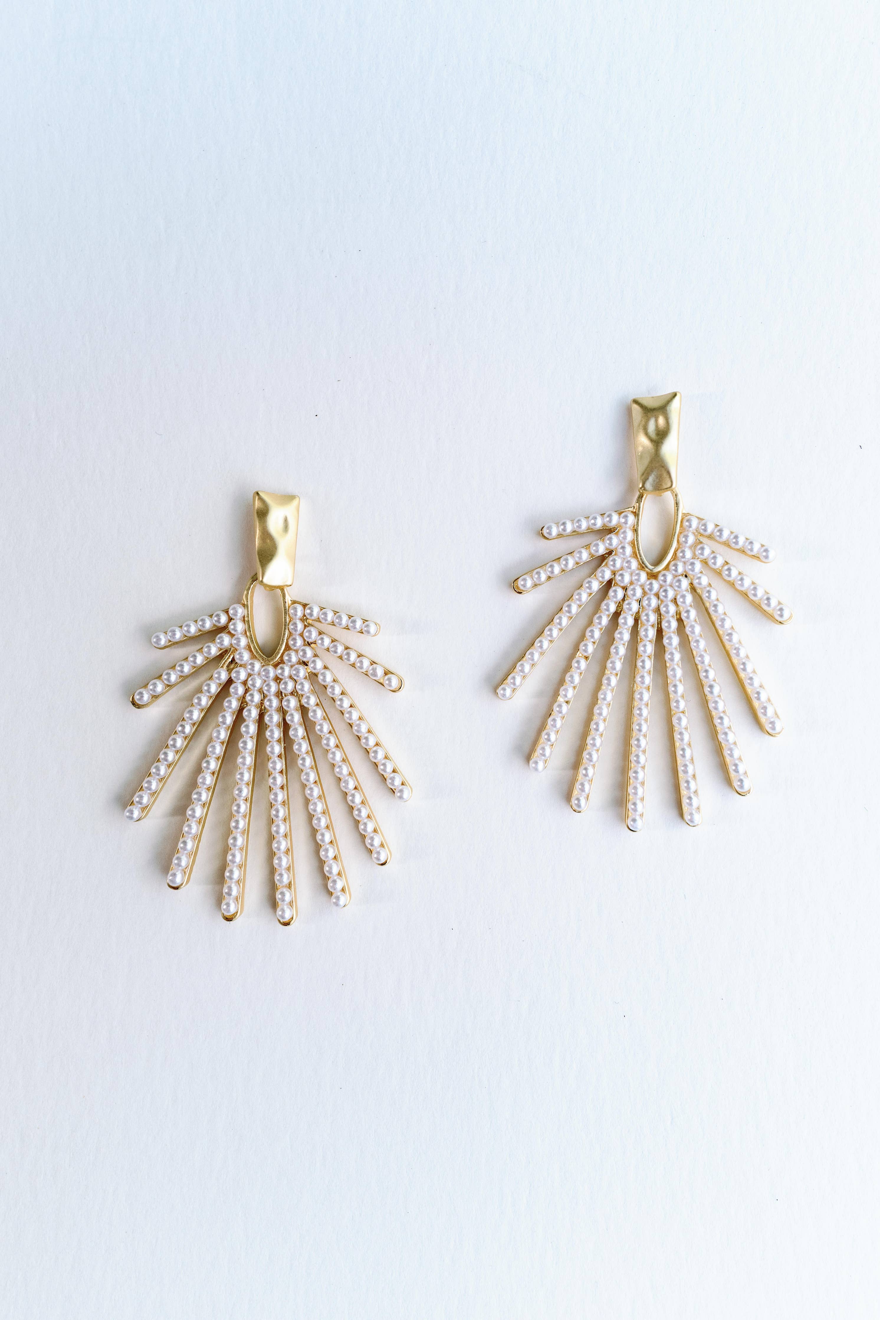 Pearl Sunburst Statement Drop Earrings