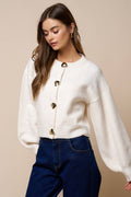 Silver Accent Button Down Sweater Cardigan