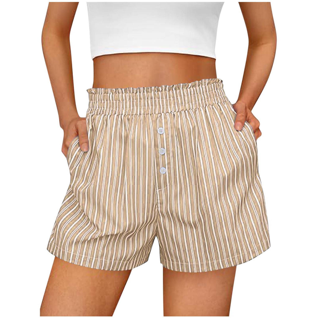 Elastic Waist Lounge Shorts Striped Boxer Shorts