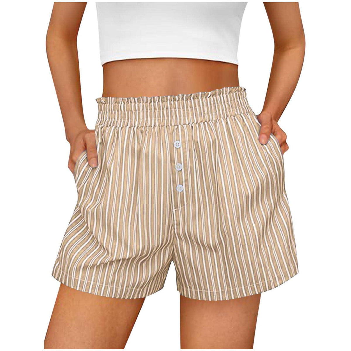 Elastic Waist Lounge Shorts Striped Boxer Shorts