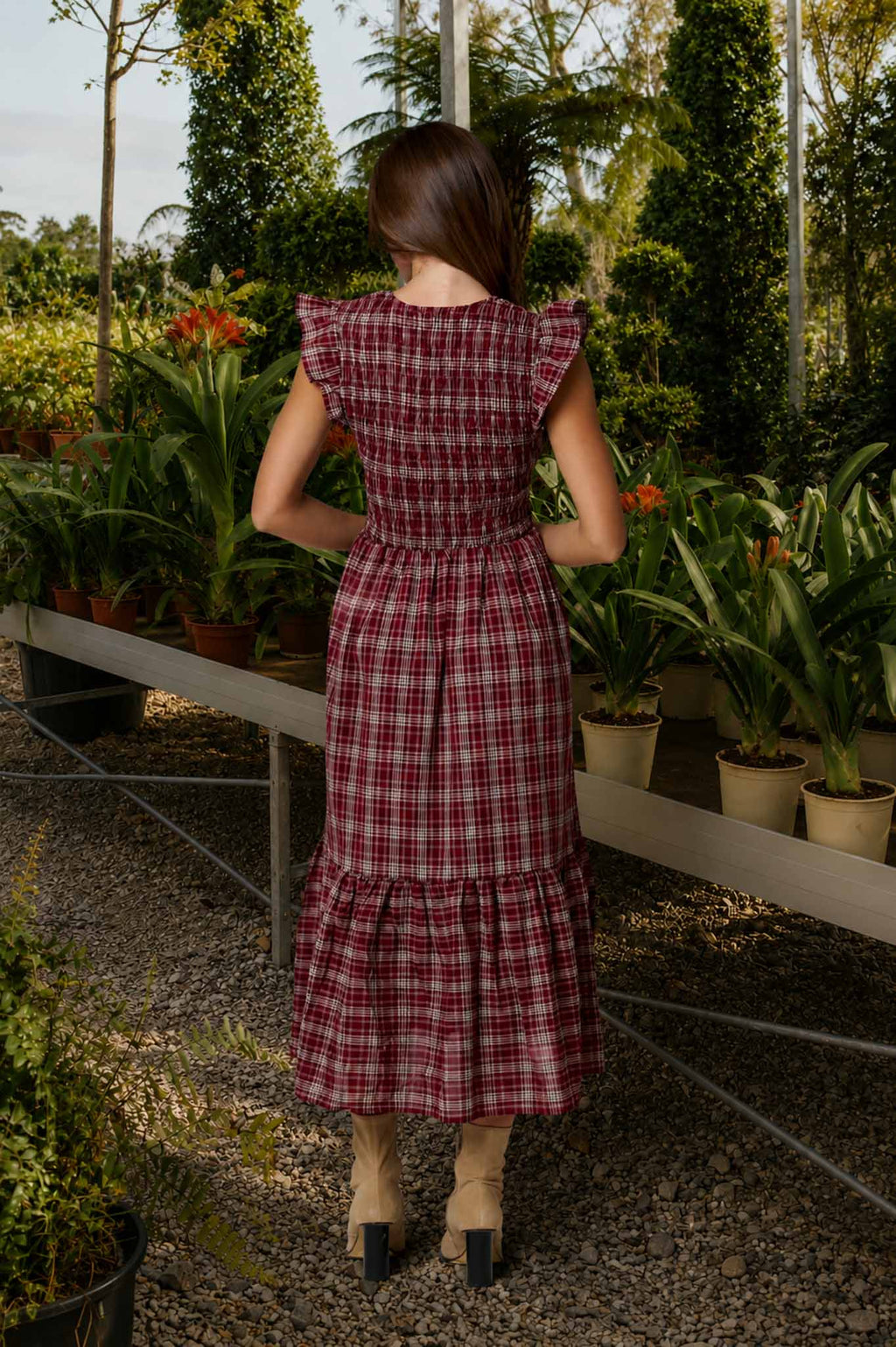 Harvest Moon Plaid Midi Dress 🤎