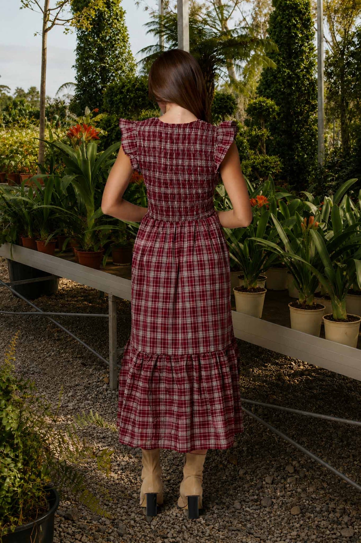 Harvest Moon Plaid Midi Dress 🤎