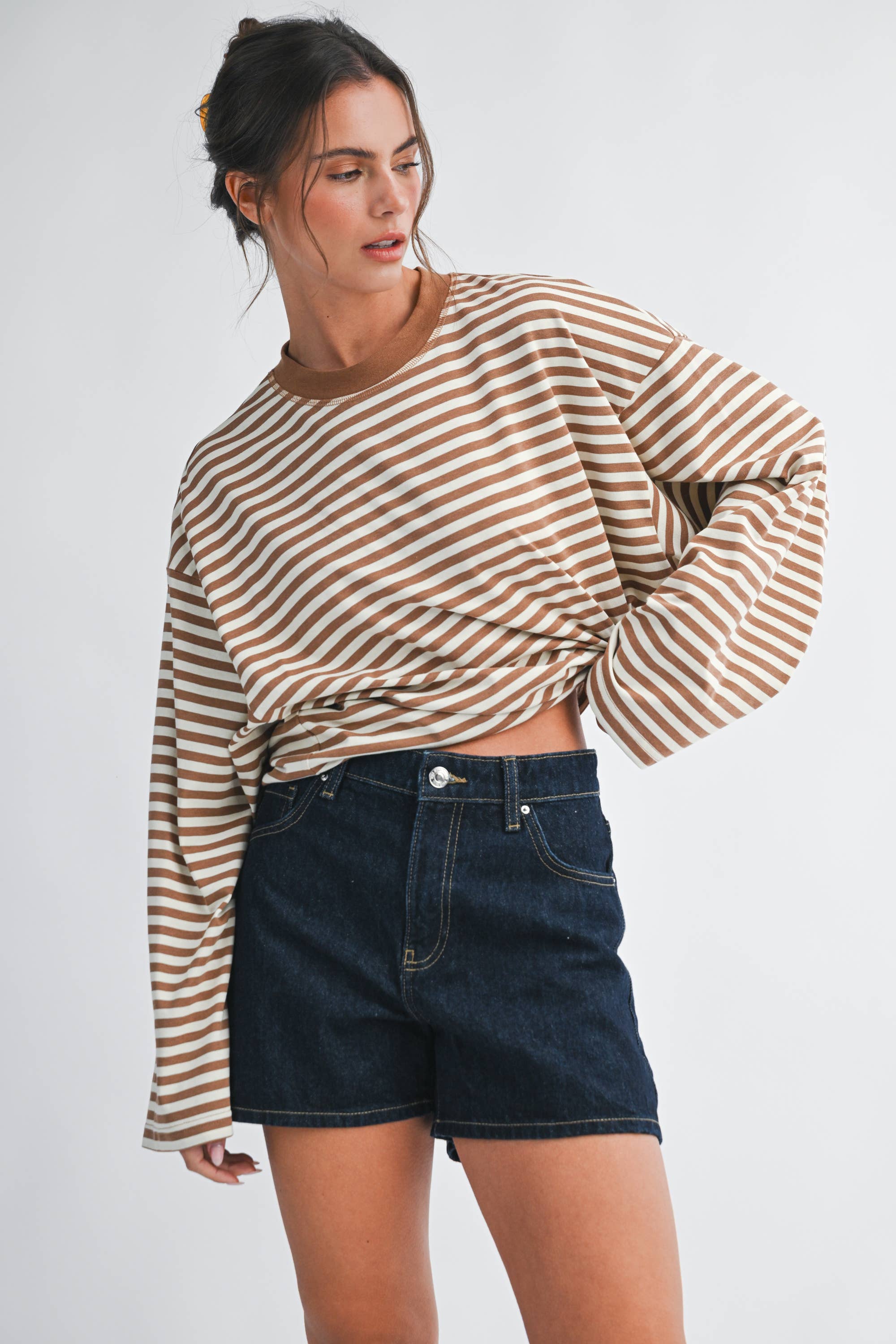 Easy Does It Oversized Stripe Top 🤎