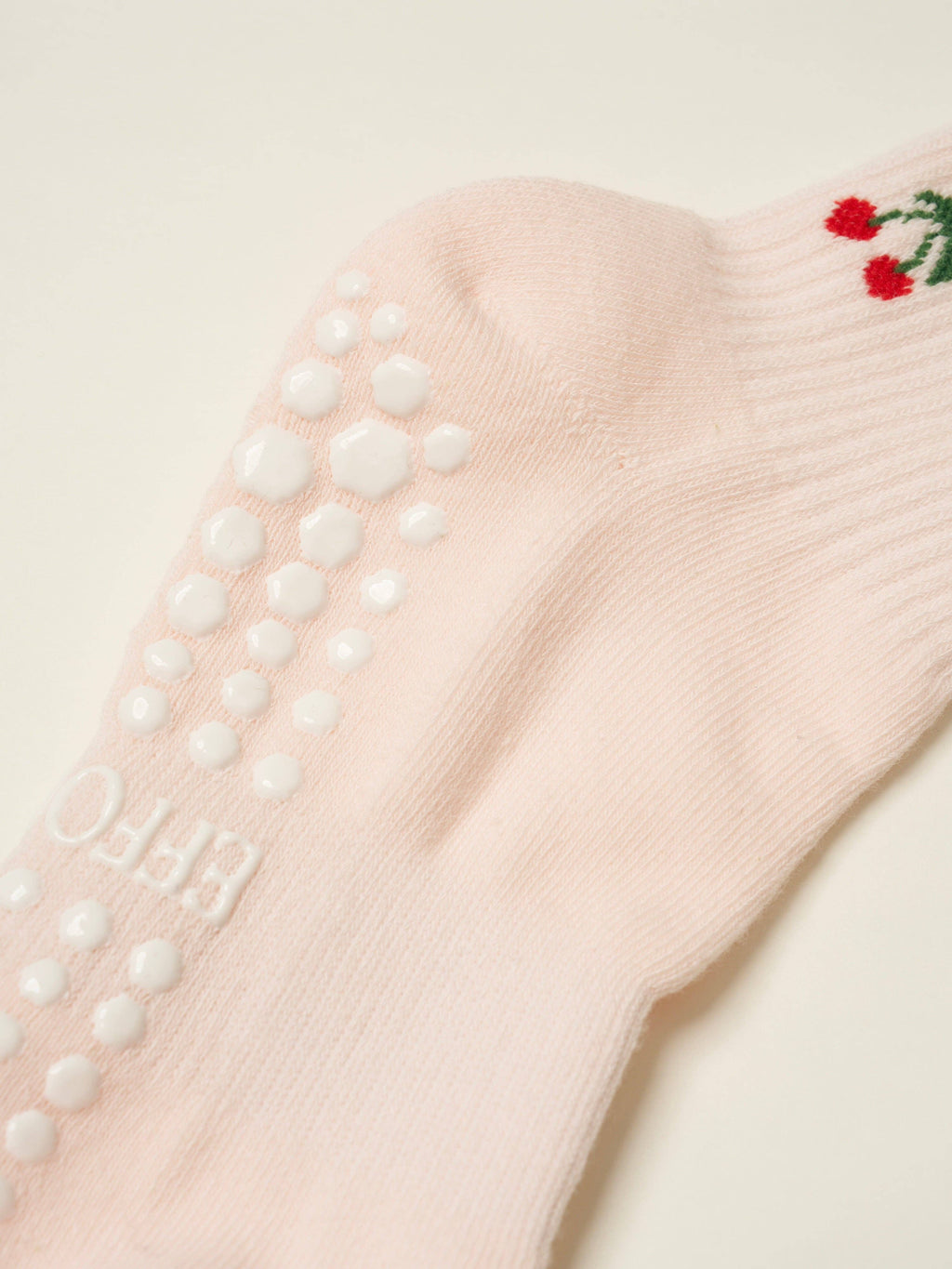 🍒 Cherry Ruffle Grip Sock [Baby Pink], Pilates Socks