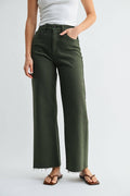 Scissor Cut Wide Leg Jean - DARK OLIVE