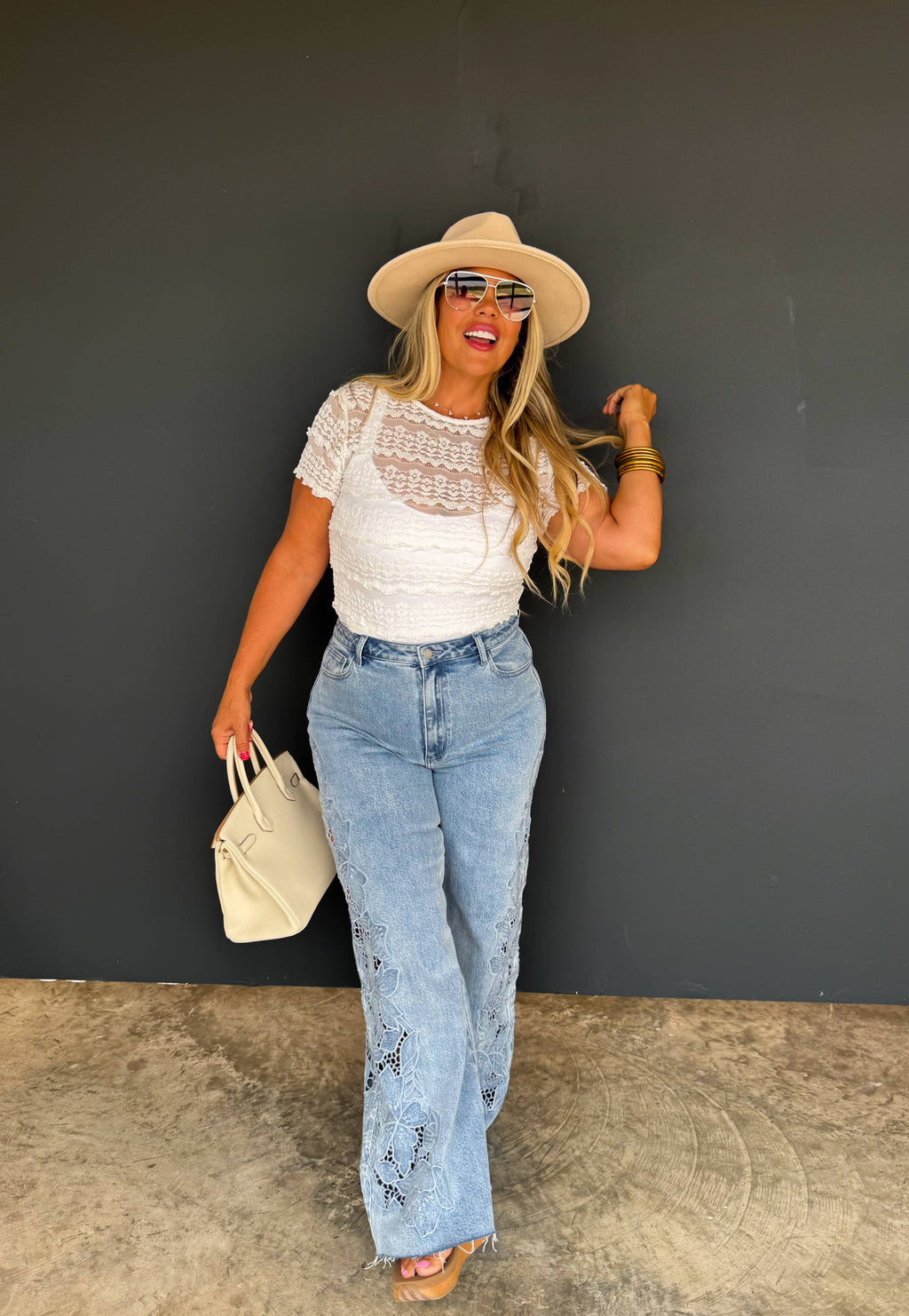 FLORAL CHARM WIDE LEG JEAN