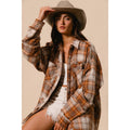 CHECKED WOVEN FRAYED DEGE DETAIL SHACKET