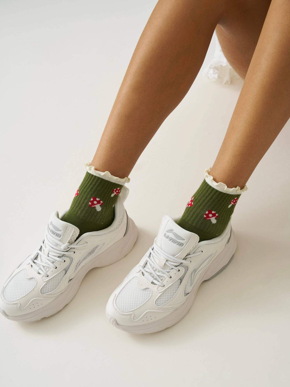 🍄 Mushroom Ruffle Grip Sock, Pilates Socks