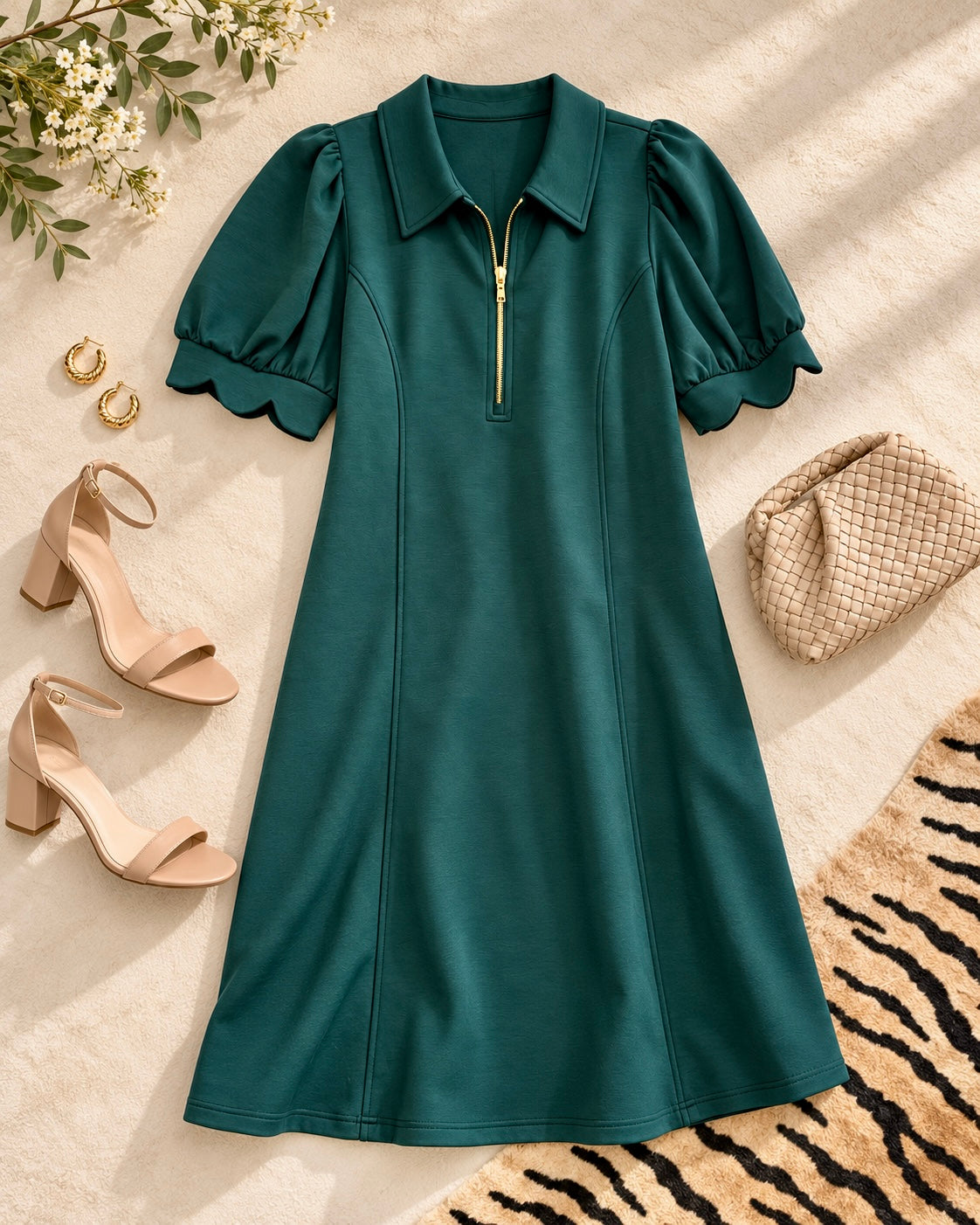 Green Scallop Dress