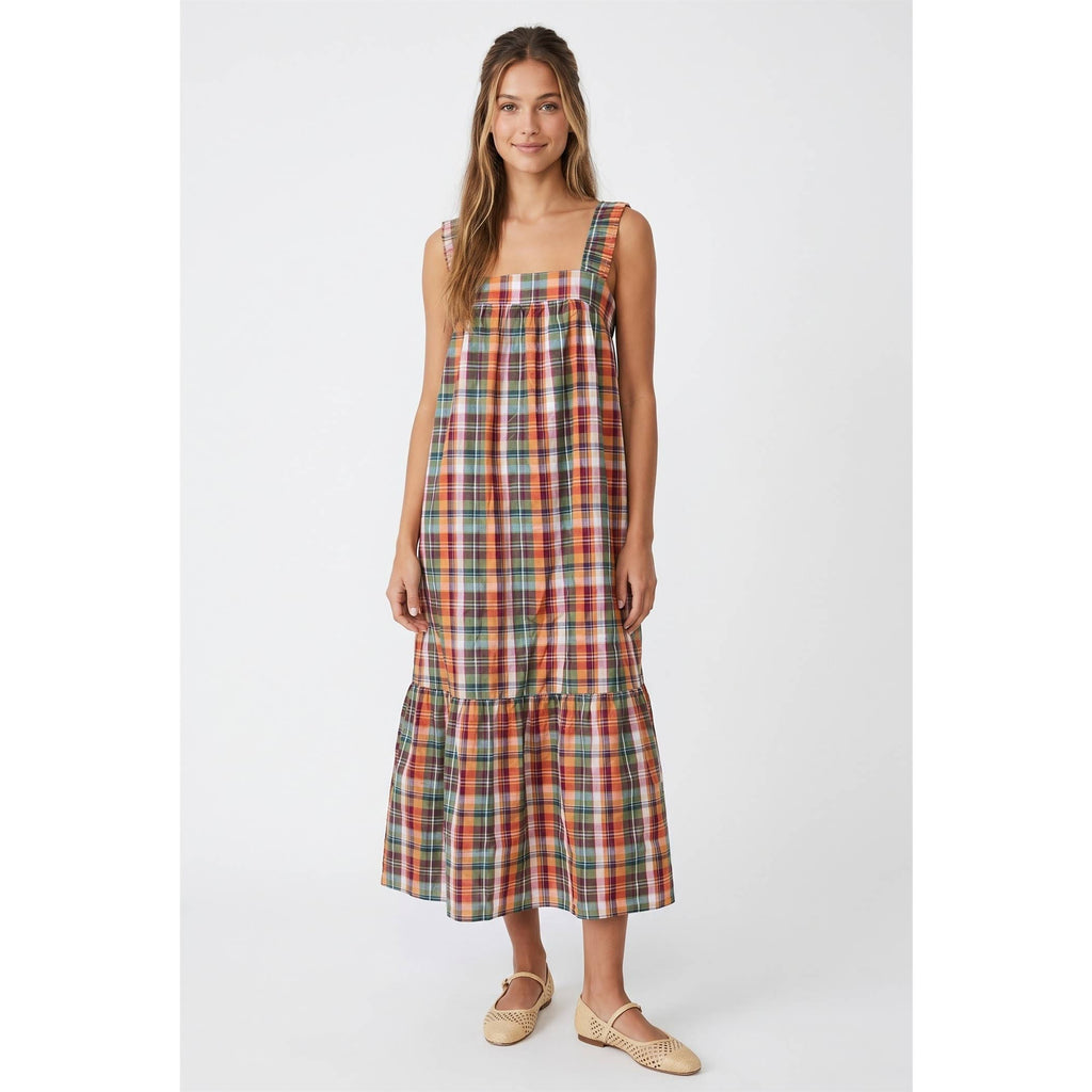 Multi plaid midi dress