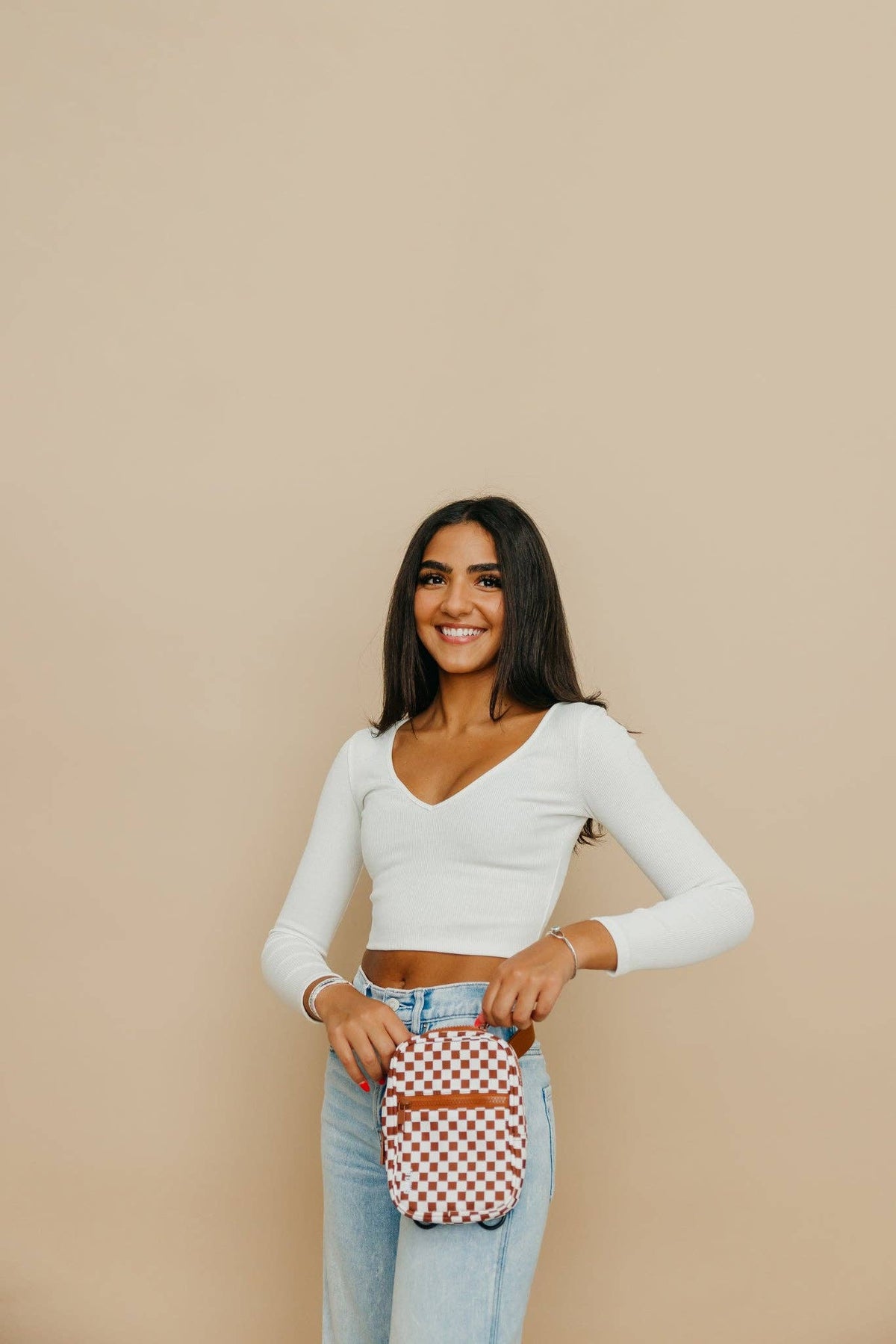 Brown Checkered Brixley Crossbody Sling