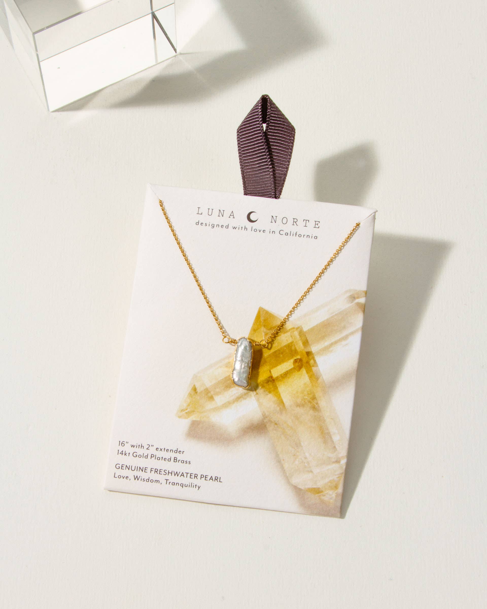 Earth, Wind and Fire Genuine Stone Necklace Gold- Pearl
