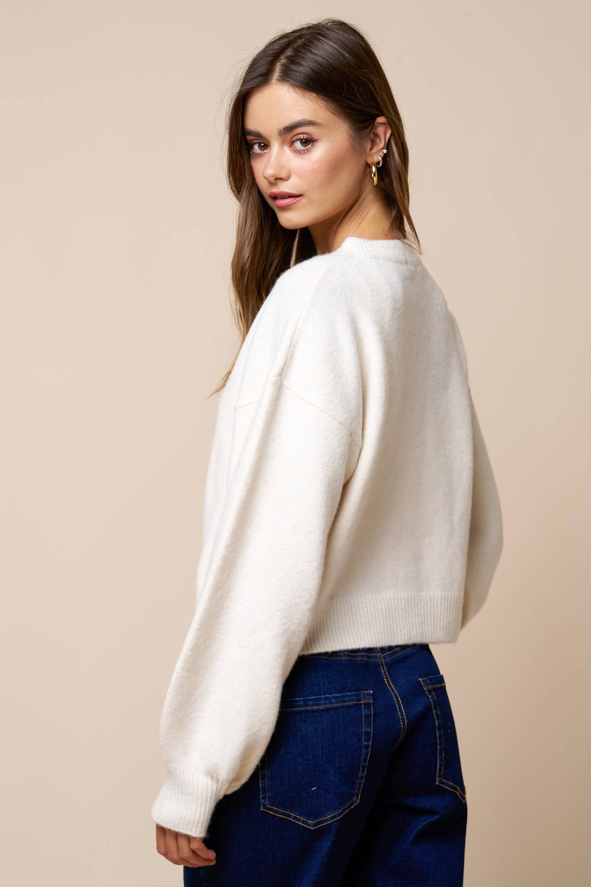 Silver Accent Button Down Sweater Cardigan
