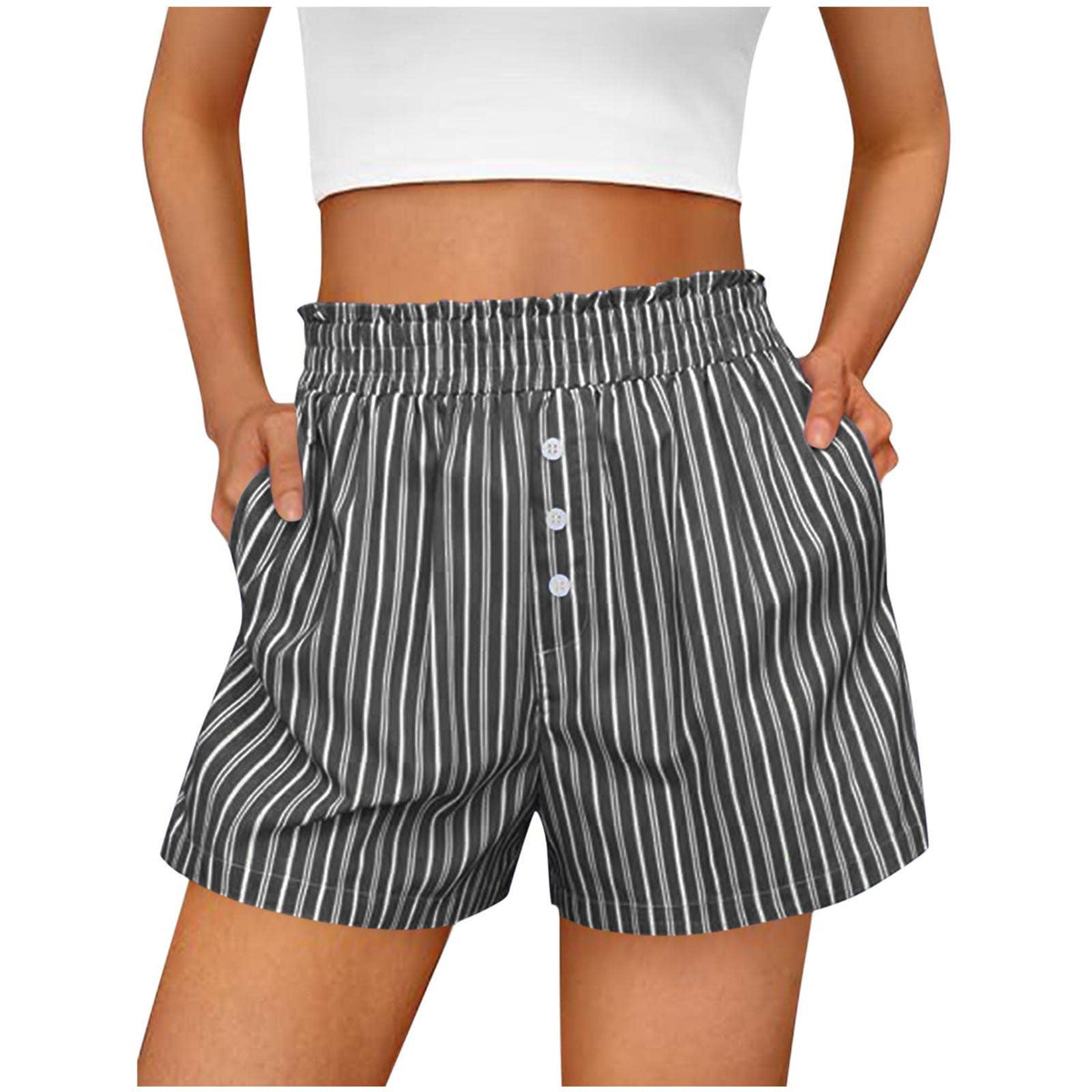 Elastic Waist Lounge Shorts Striped Boxer Shorts
