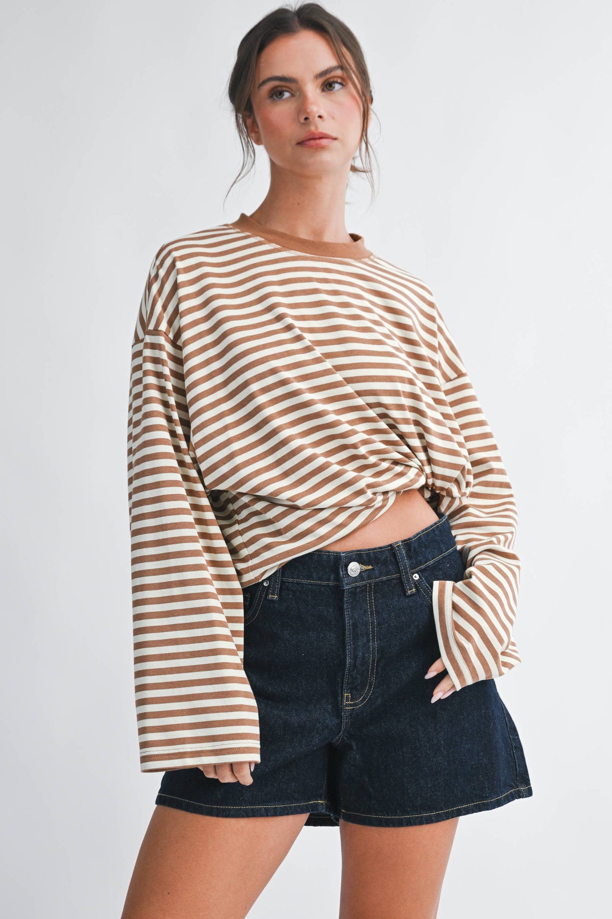 Easy Does It Oversized Stripe Top 🤎