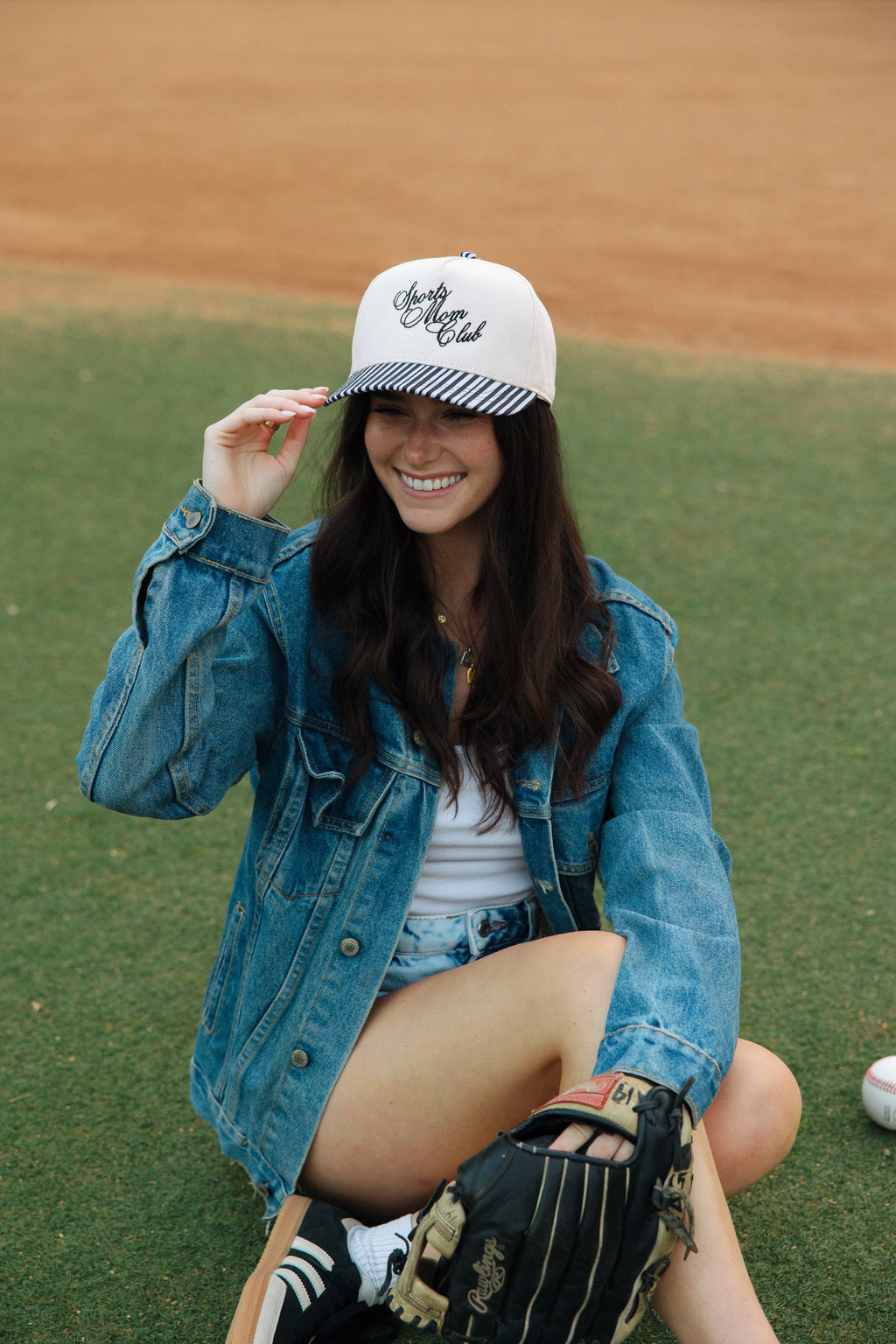 Sports Mom Club Black Striped Hat