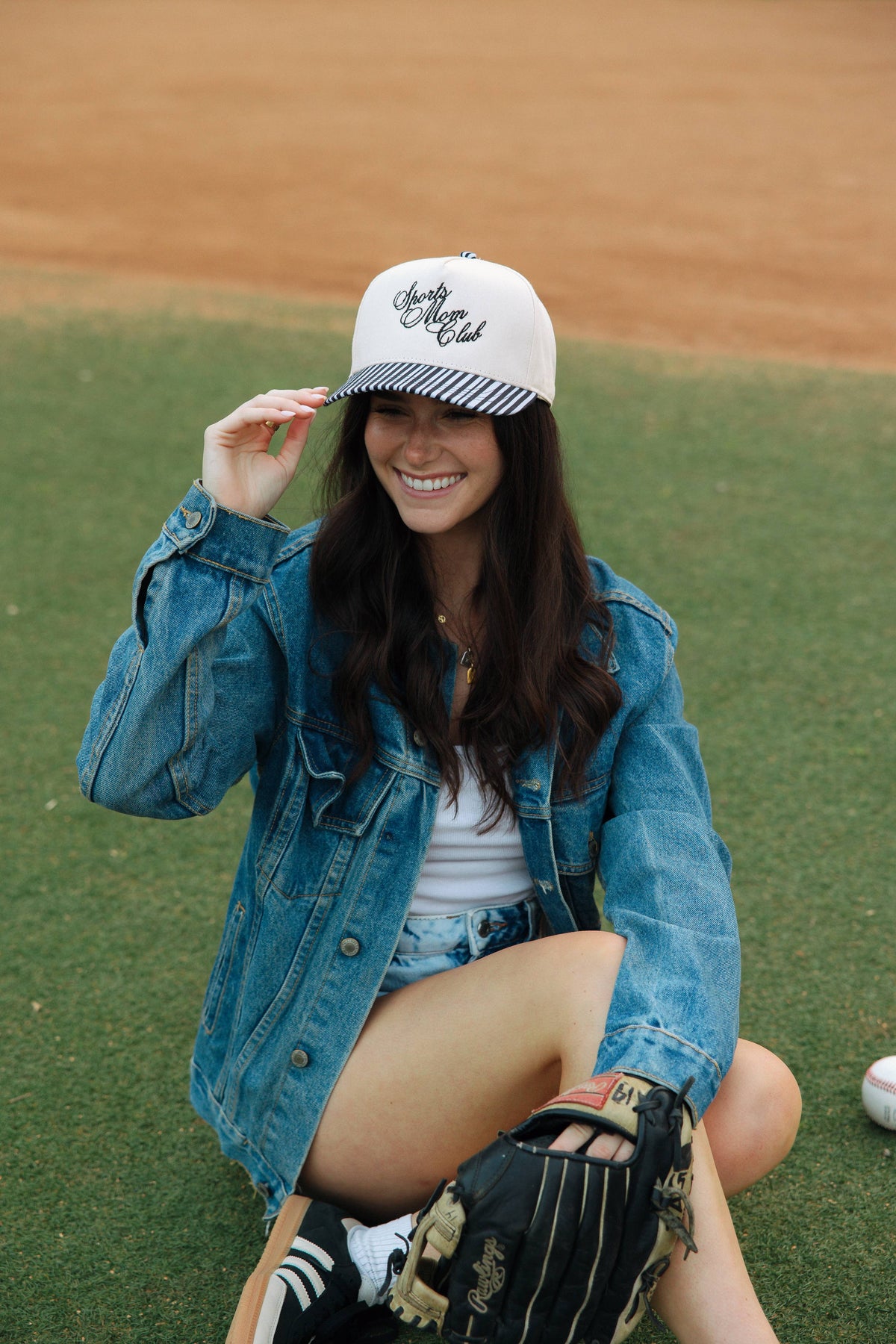 Sports Mom Club Black Striped Hat