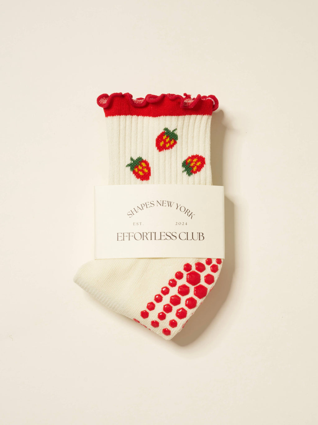 🍓 Strawberry Ruffle Grip Sock, Pilates Socks
