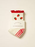 🍓 Strawberry Ruffle Grip Sock, Pilates Socks
