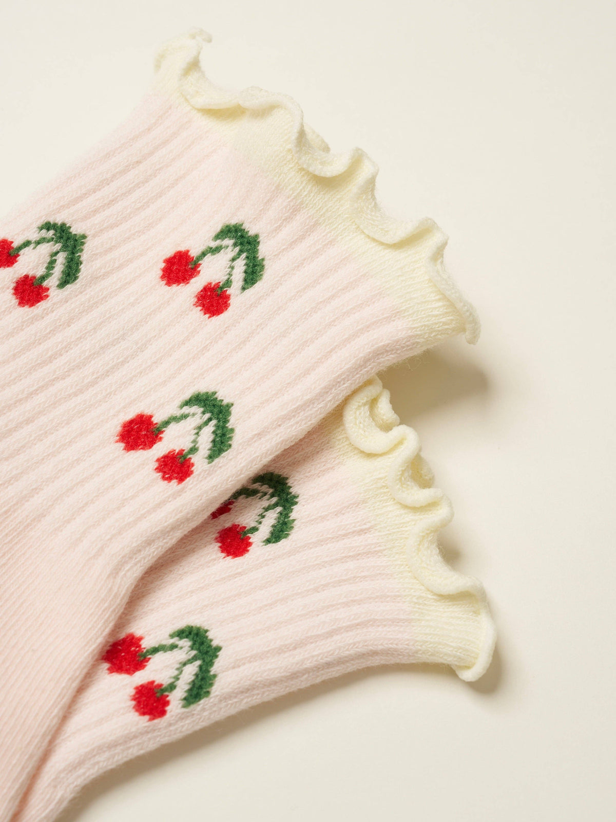 🍒 Cherry Ruffle Grip Sock [Baby Pink], Pilates Socks