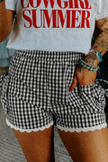 After Dark Gingham Lace Trim Shorts 🖤