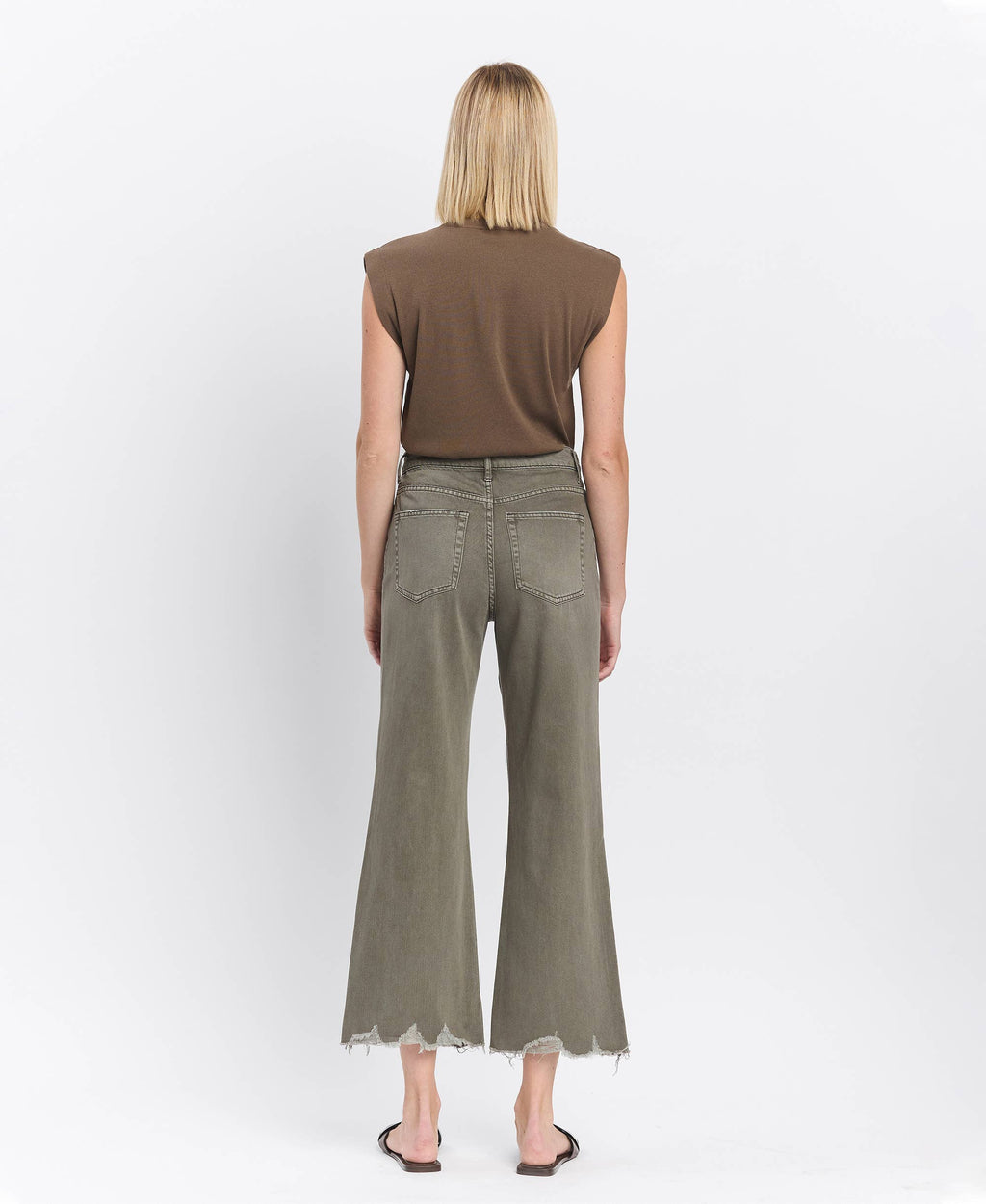 90'S VINTAGE SUPER HIGH RISE CROP FLARE JEANS V2736BE