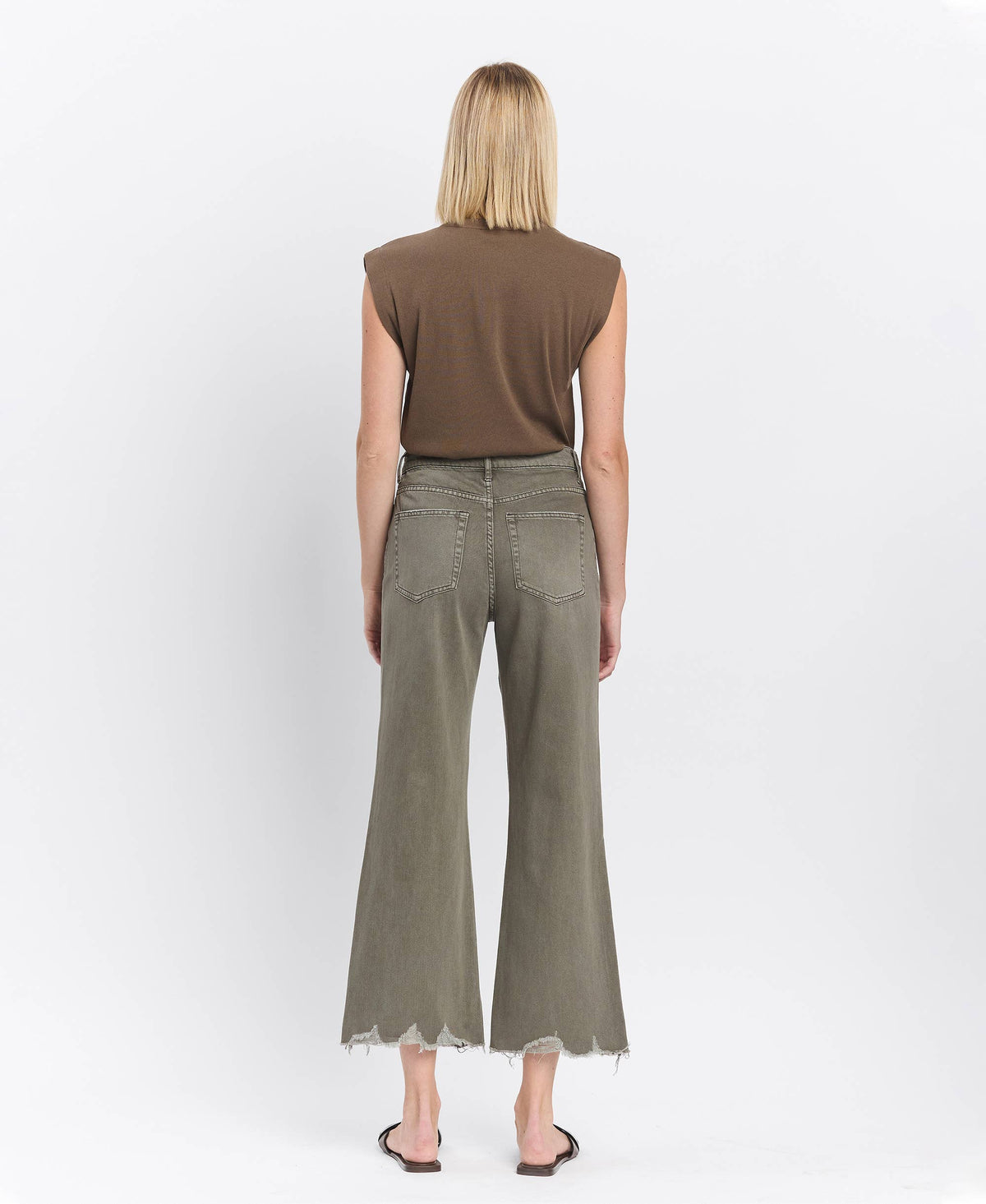 90'S VINTAGE SUPER HIGH RISE CROP FLARE JEANS V2736BE