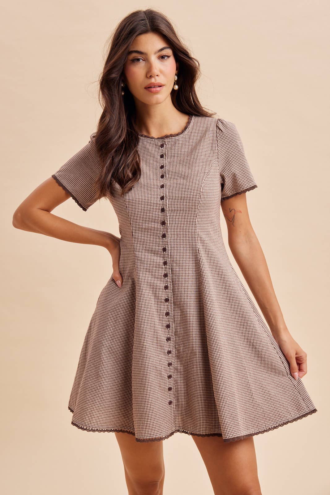 Sunday Picnic Gingham Mini Dress 🤎
