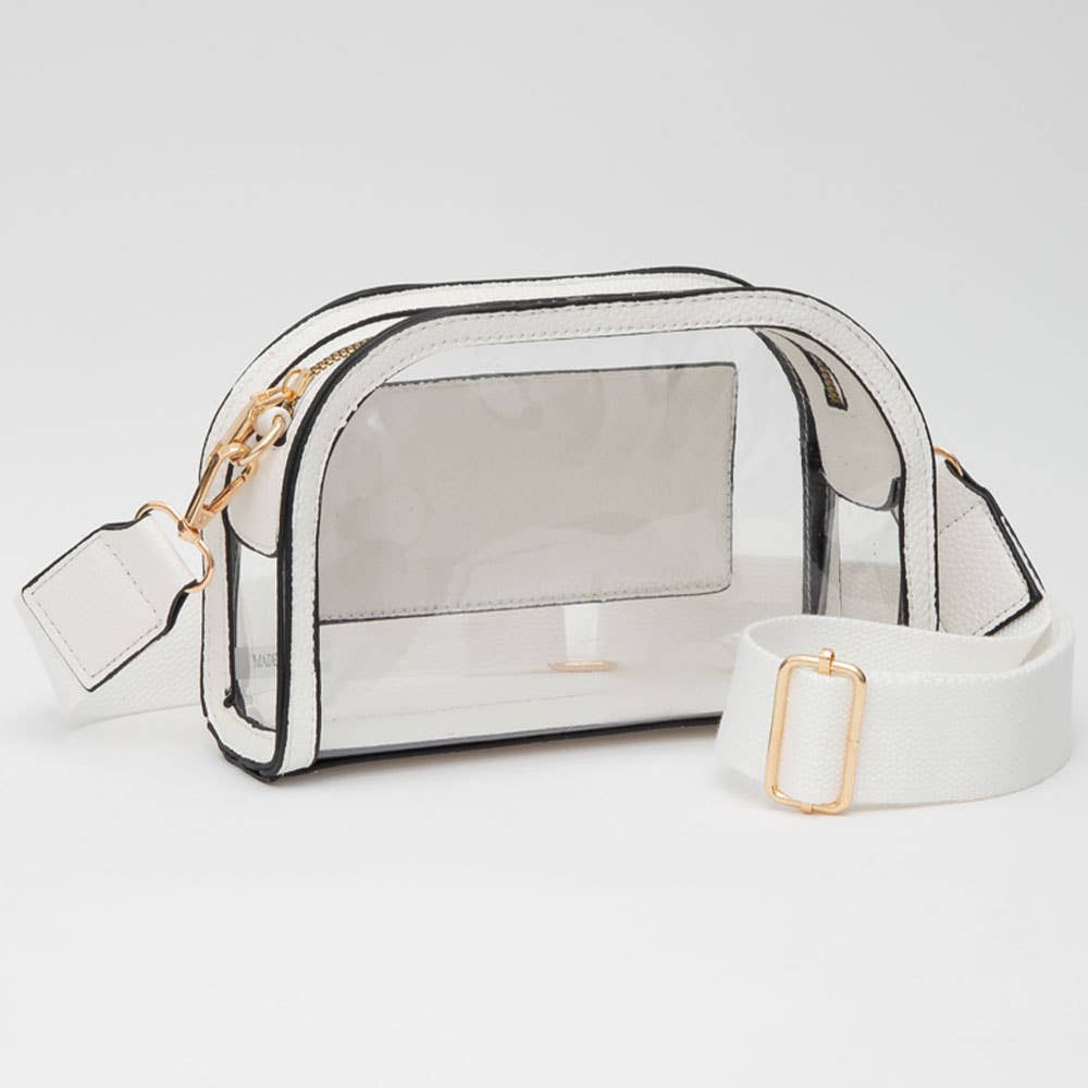 Faux Leather Transparent Crossbody Camera Bag
