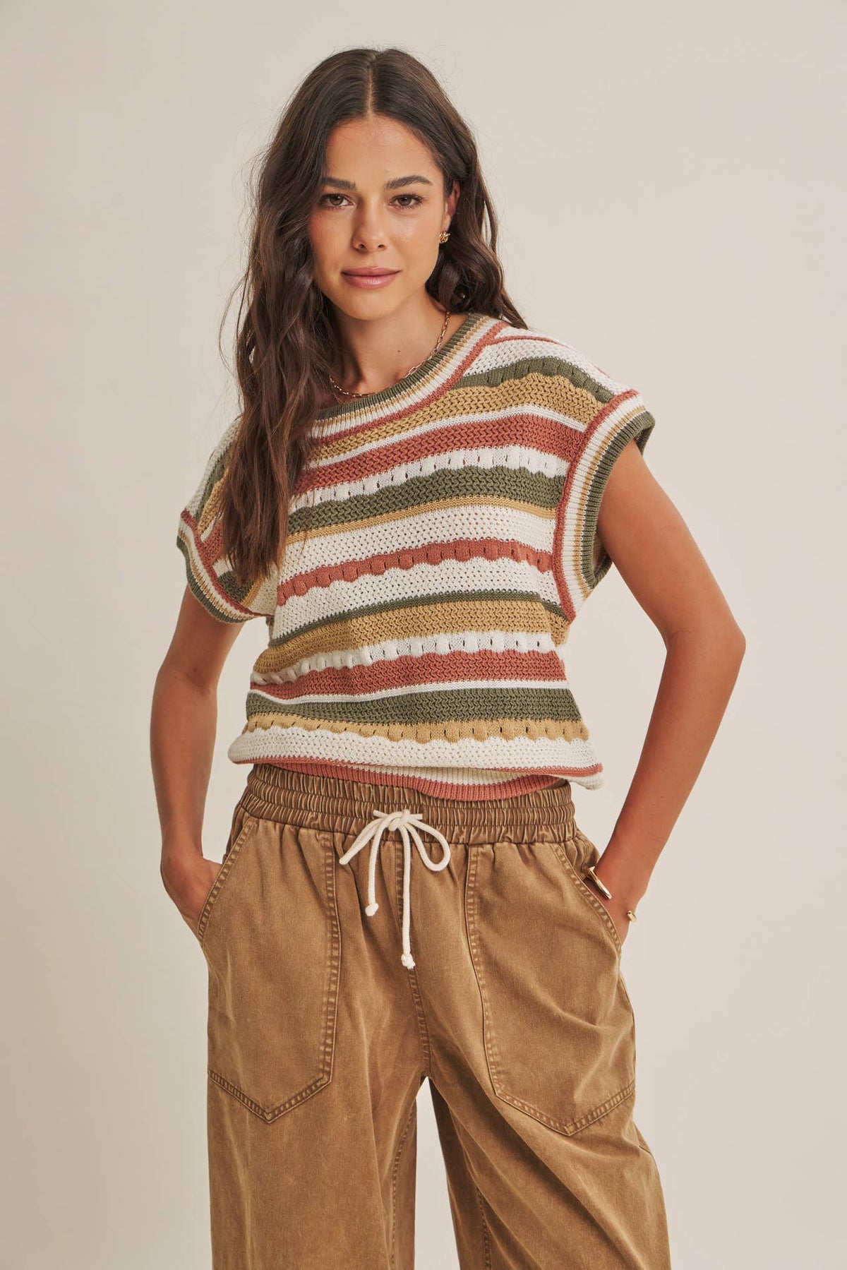 SEASONLESS TRANSITIONAL TEXTURED STRIPE SWEATER VEST