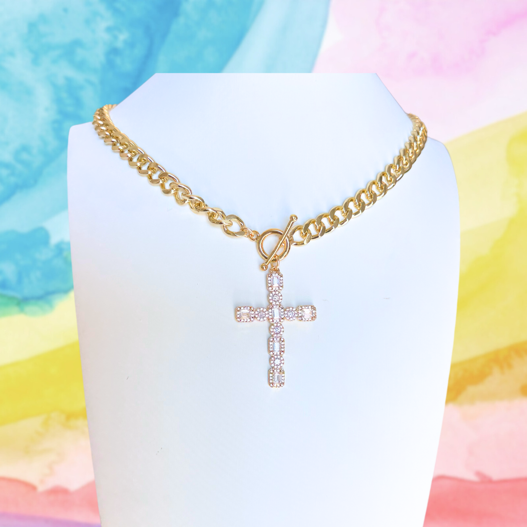 Iris Cross Necklace