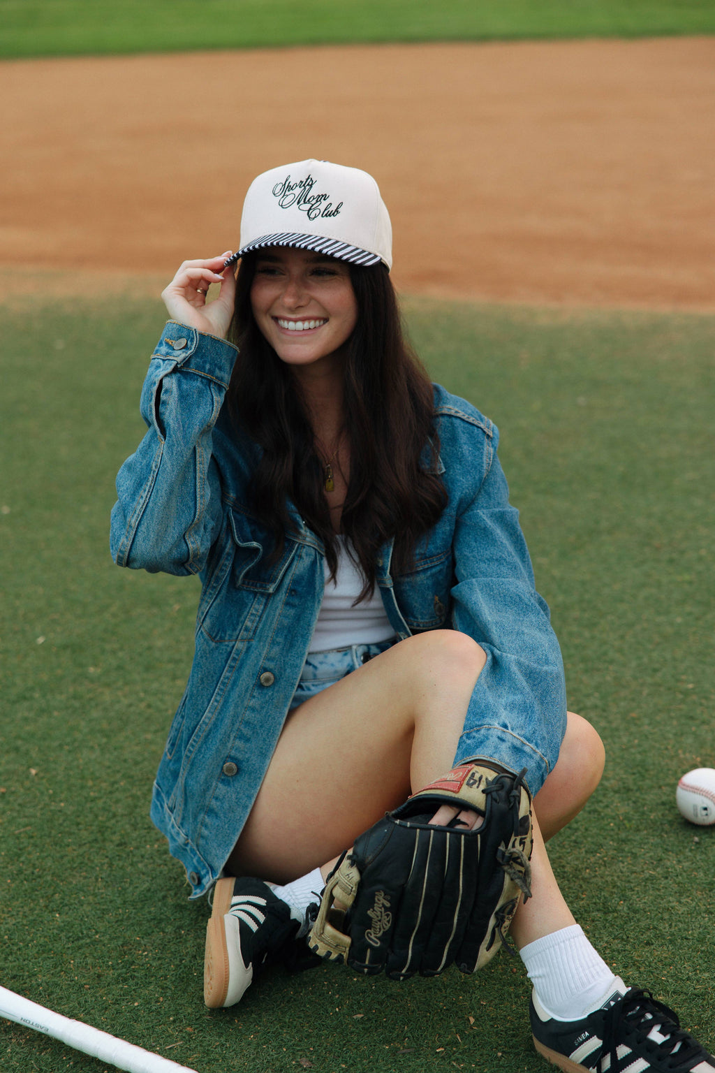 Sports Mom Club Black Striped Hat