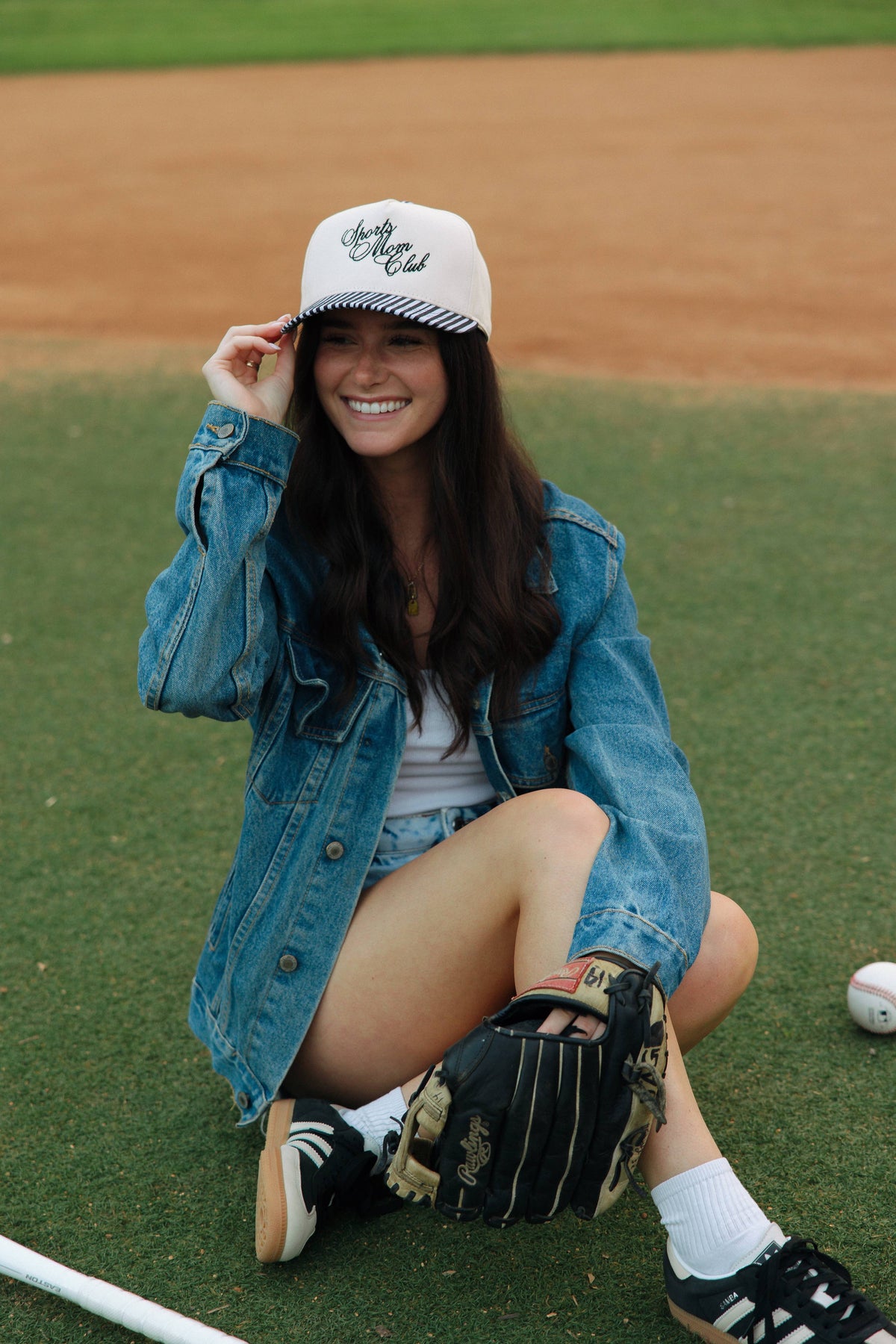 Sports Mom Club Black Striped Hat